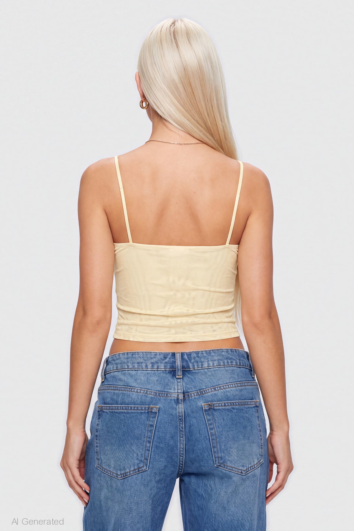 Alt View 2. Mesh Lace Corset Tank - Yellow