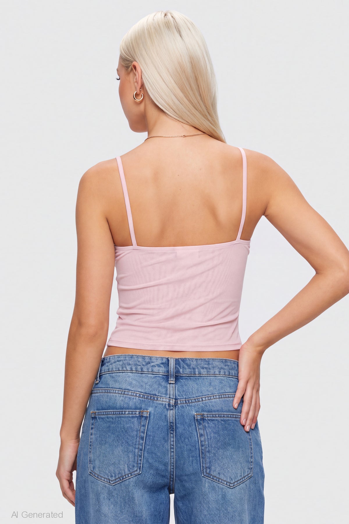 Alt View 2. Mesh Lace Corset Tank - Light Pink