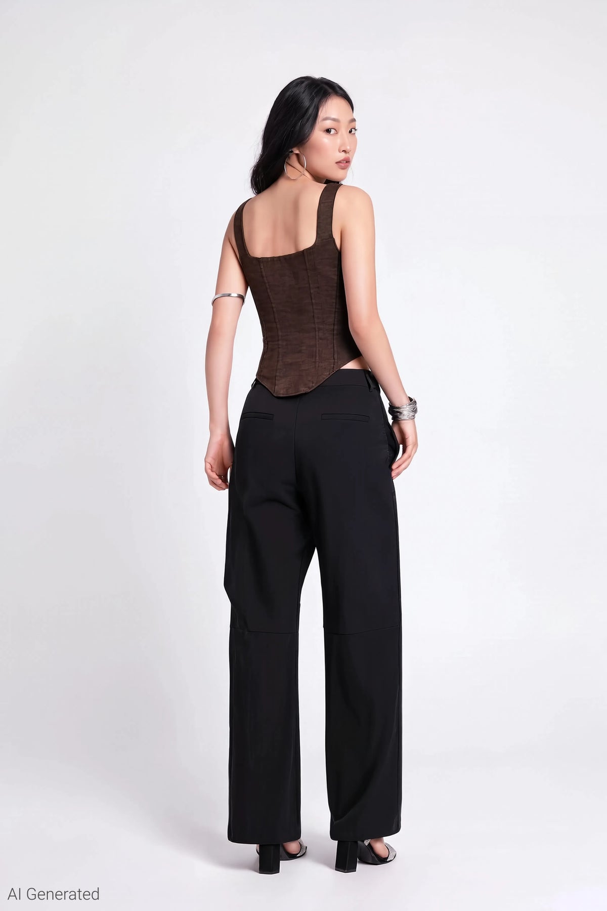 Alt View 3. Corset Tank - Brown