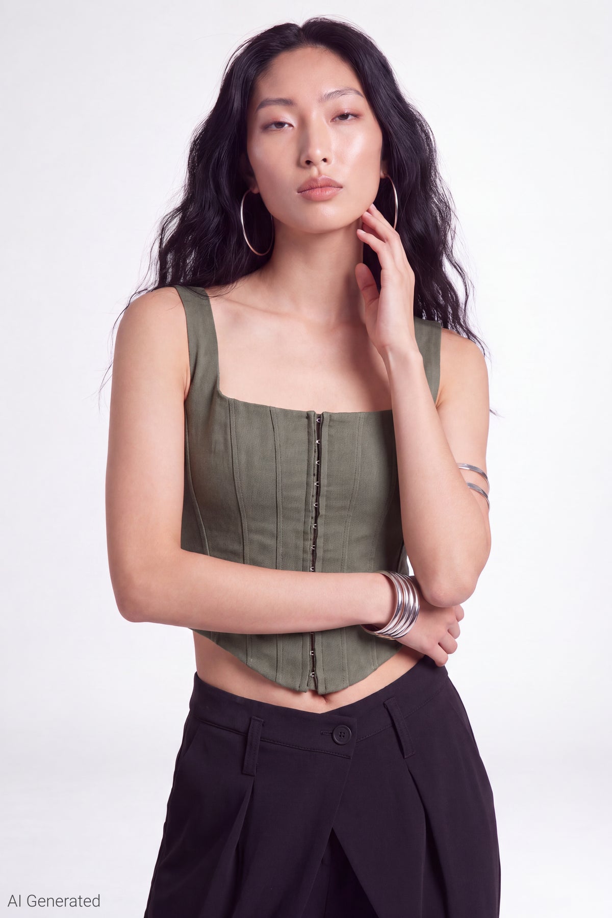 Corset Tank - Dark Green