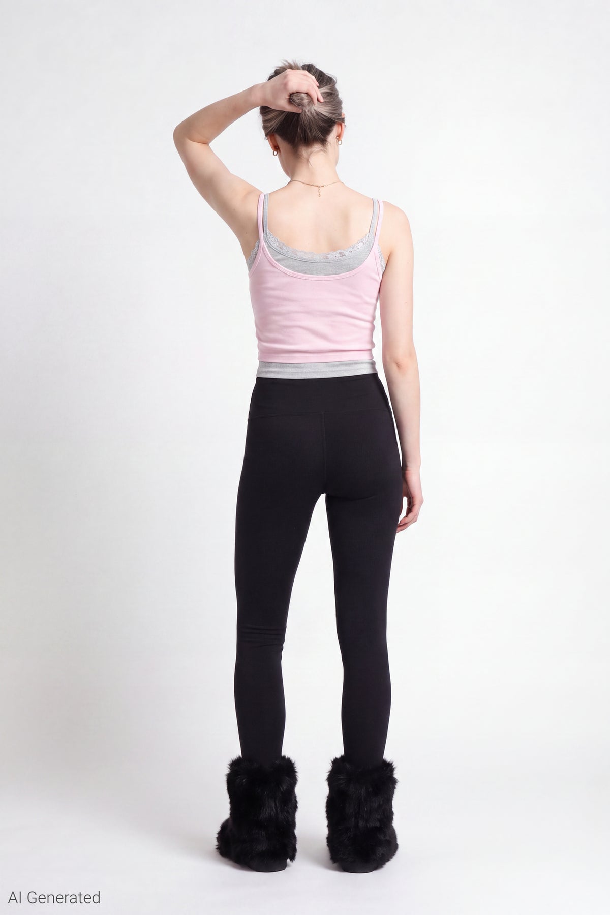 Alt View 3. Ribbed Lace Trim Layered Twofer Tank - Pink