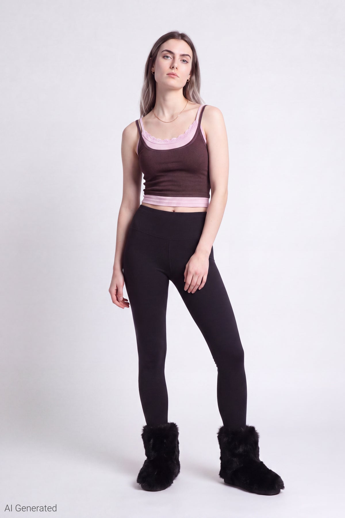 Alt View 2. Ribbed Lace Trim Layered Twofer Tank - Burgundy