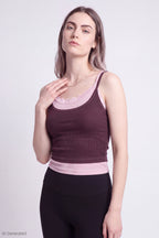 Ribbed Lace Trim Layered Twofer Tank