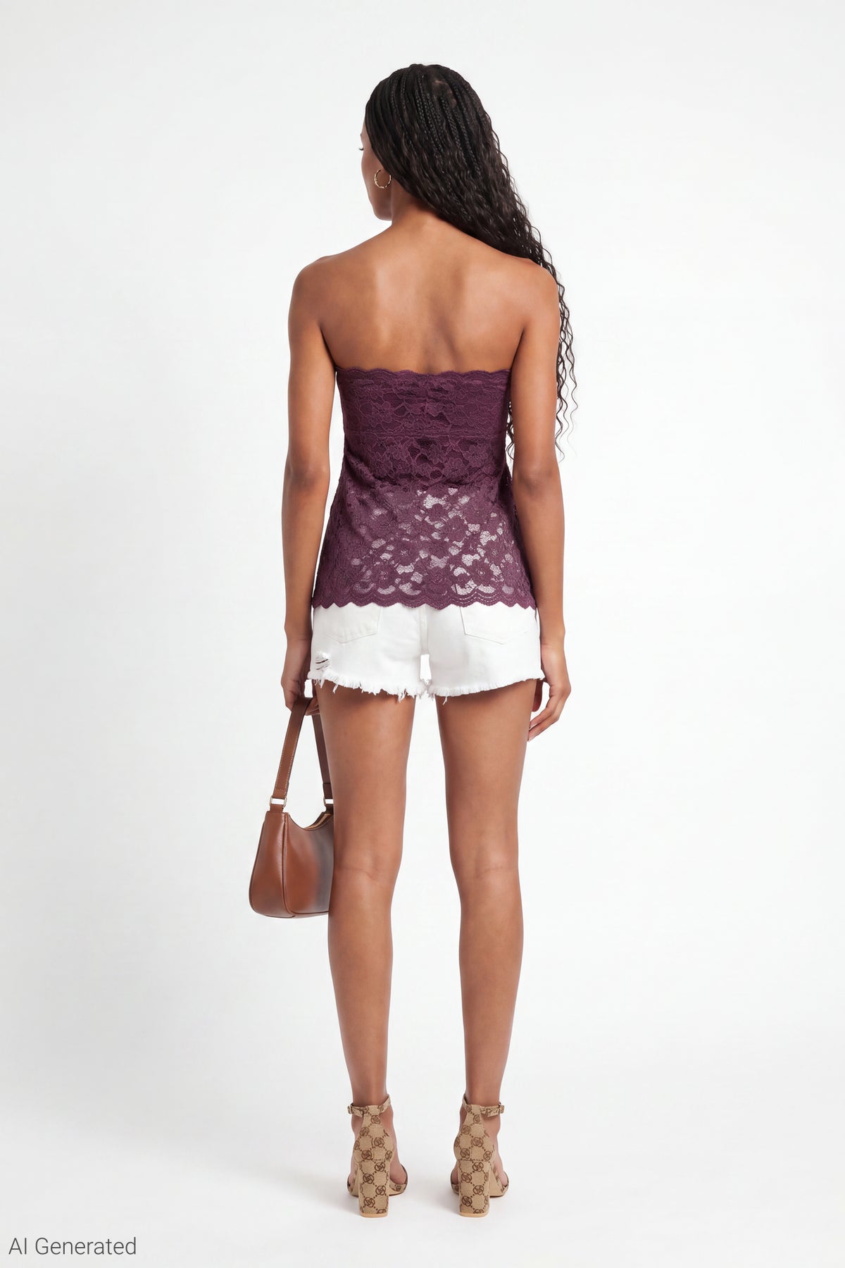 Alt View 3. Lace Tube Top - Dark Purple