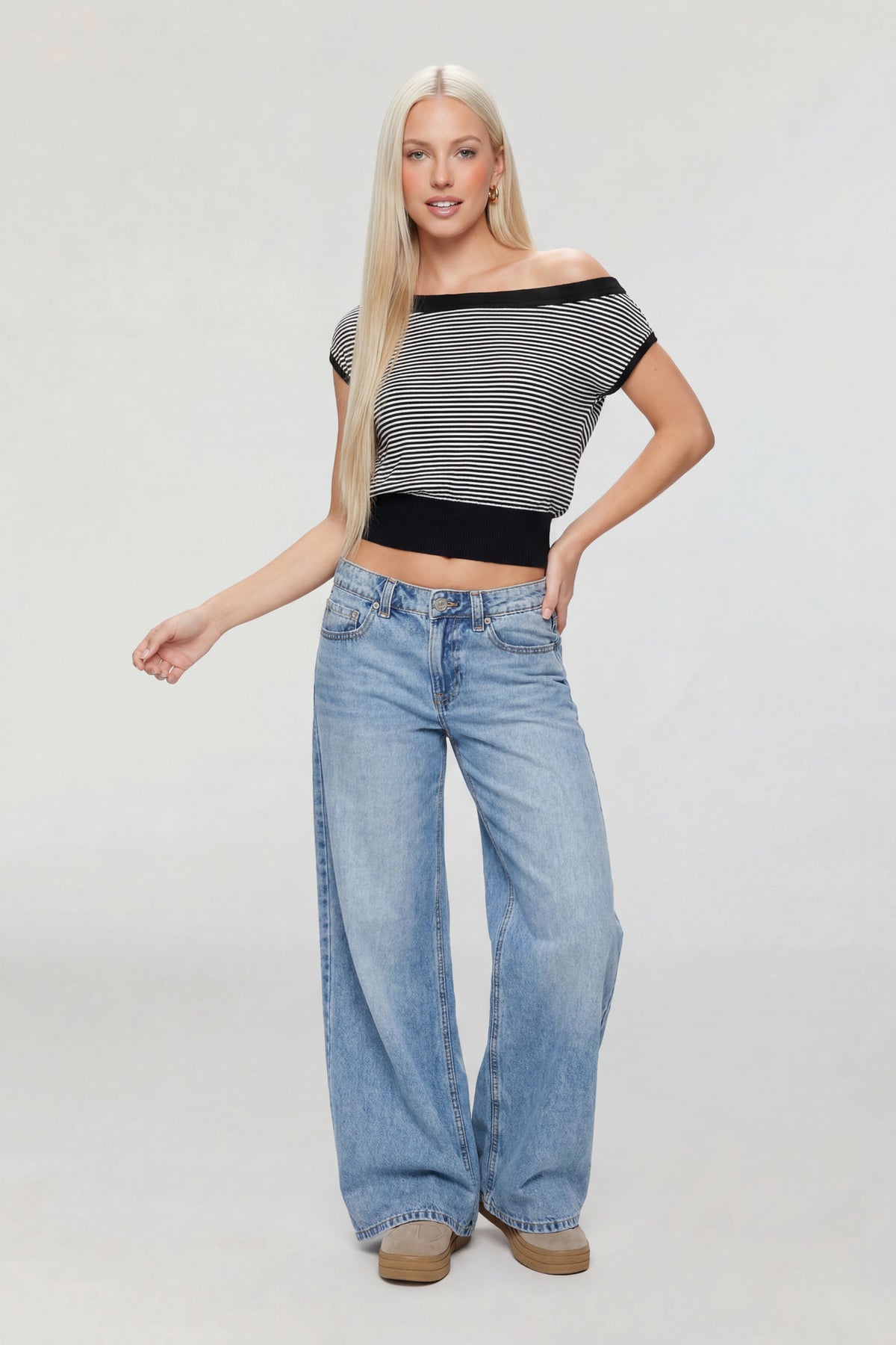 Alt View 3. One Shoulder Knit Sweater - Heather Grey