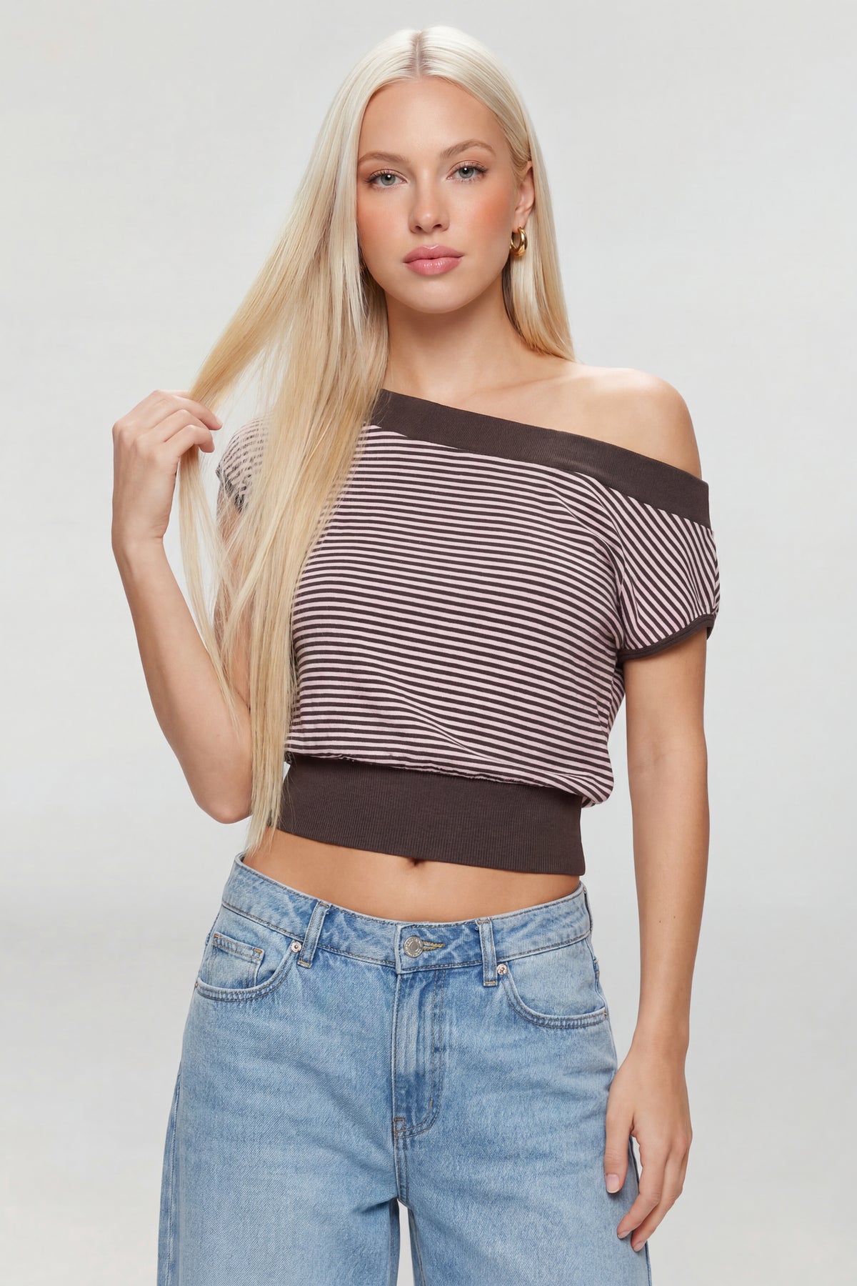 One Shoulder Knit Sweater - Dark Brown
