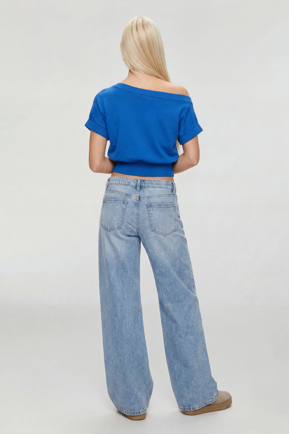 Alt View 2. One Shoulder Knit Sweater - Royal Blue