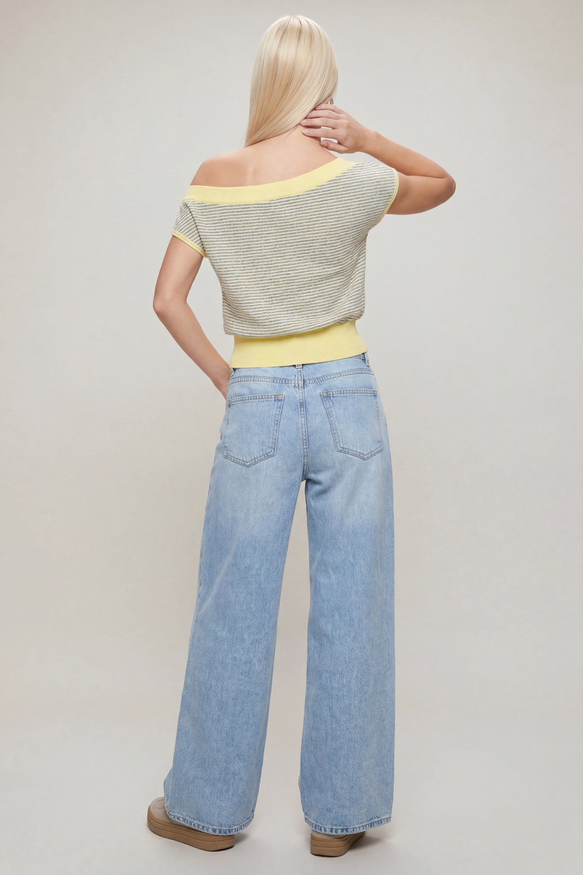 Alt View 2. One Shoulder Knit Sweater - Yellow