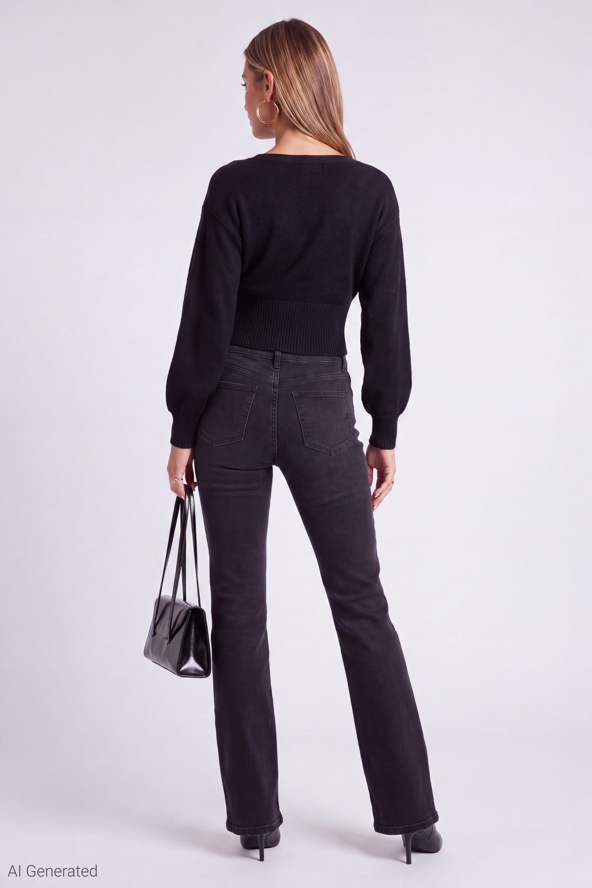 Alt View 3. Wrap Sweater - Black