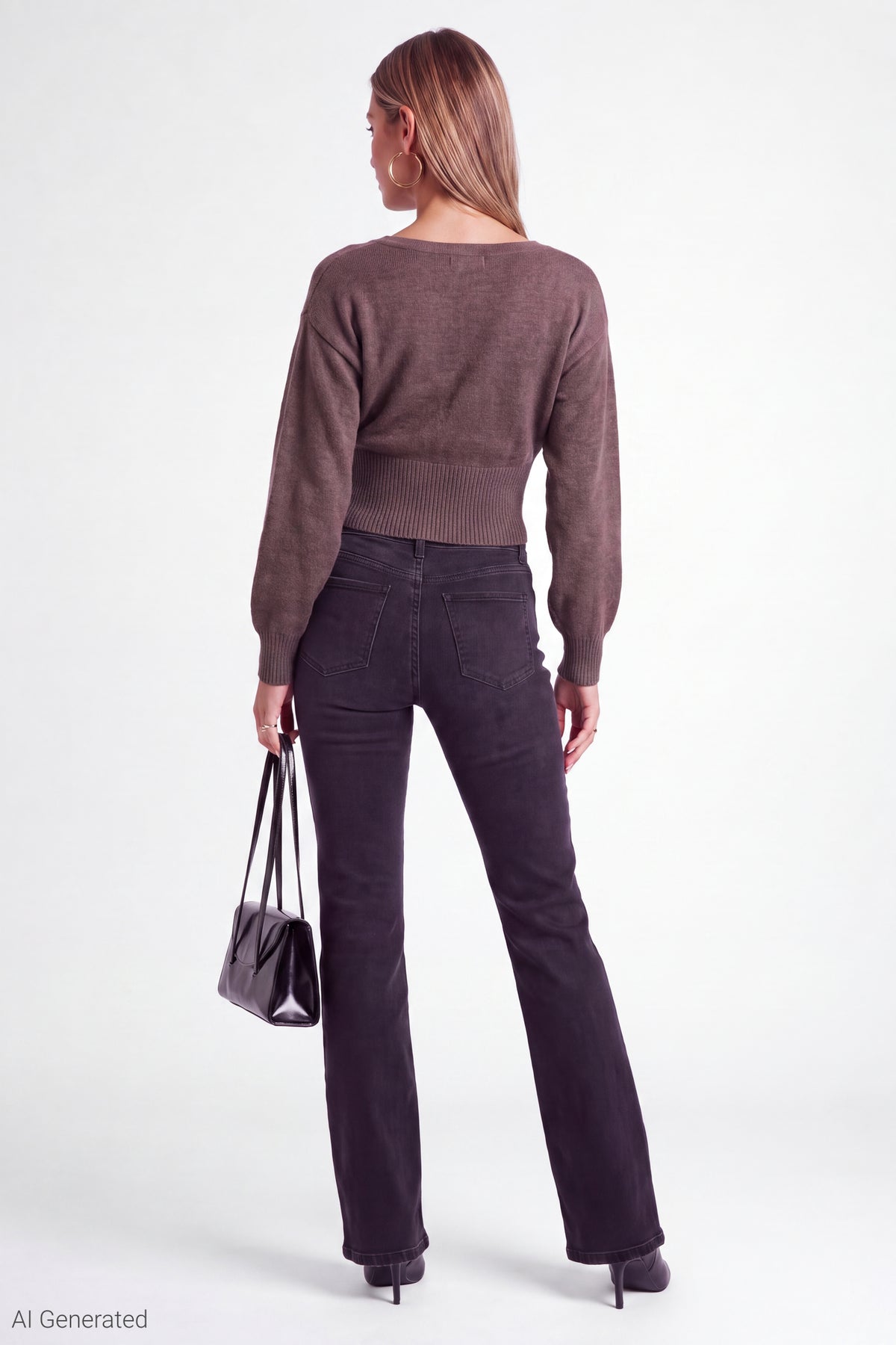 Alt View 3. Wrap Sweater - Brown