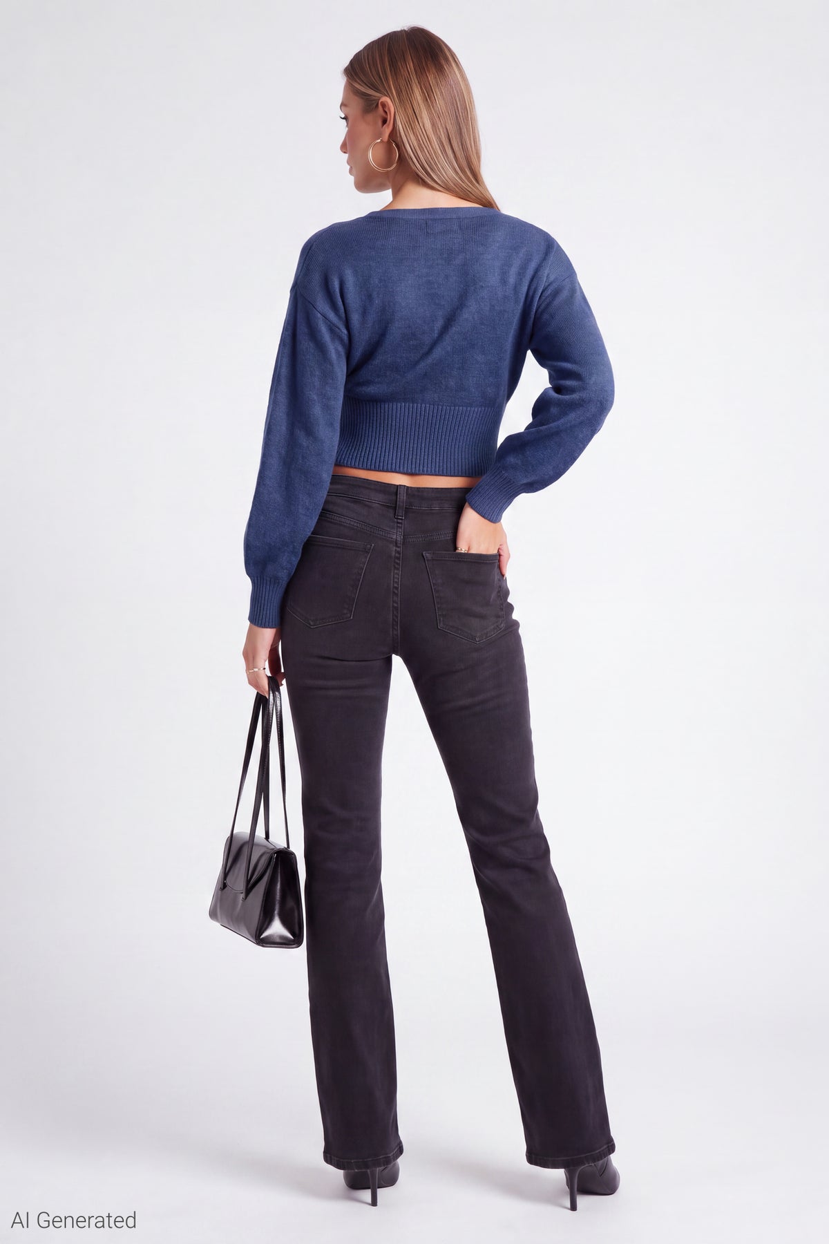 Alt View 3. Wrap Sweater - Navy