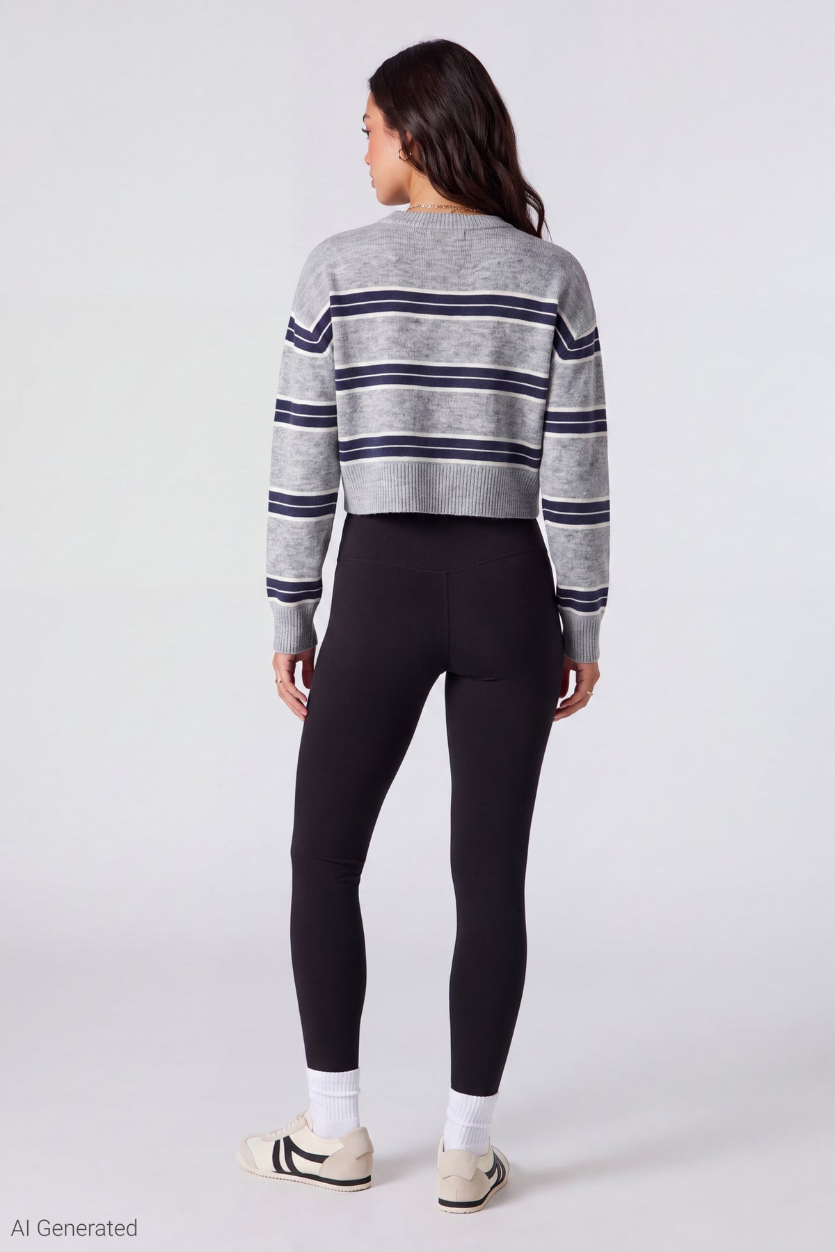 Alt View 3. Striped Sweater - Heather Grey