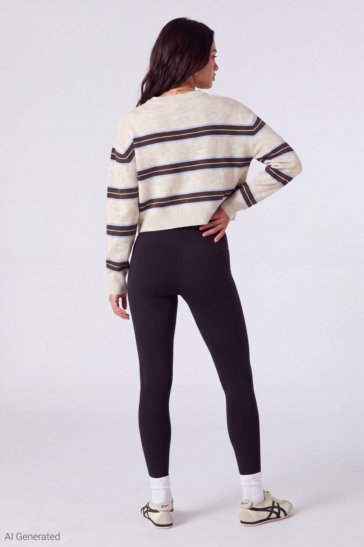 Alt View 3. Striped Sweater - Oatmeal