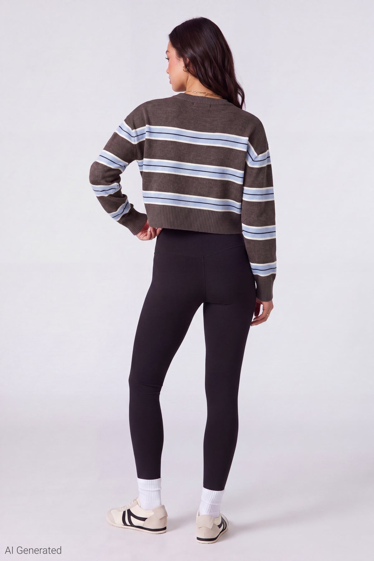Alt View 3. Striped Sweater - Brown