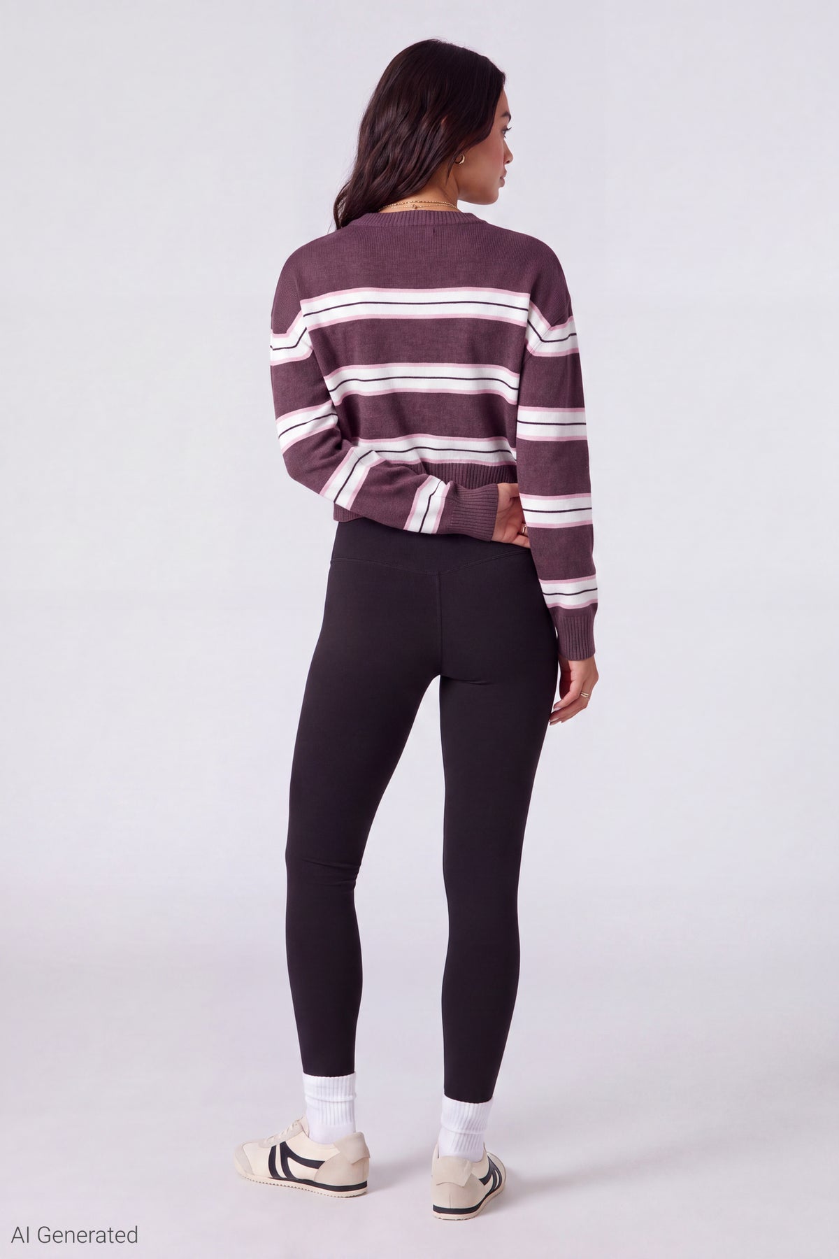 Alt View 3. Striped Sweater - Cherry