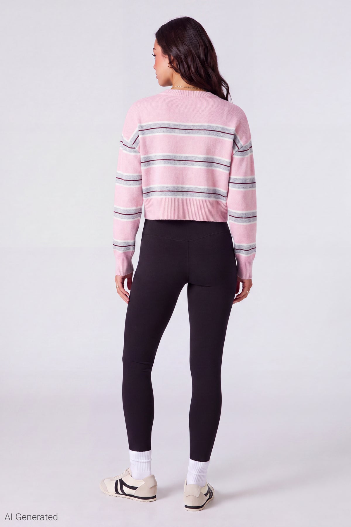 Alt View 3. Striped Sweater - Pink