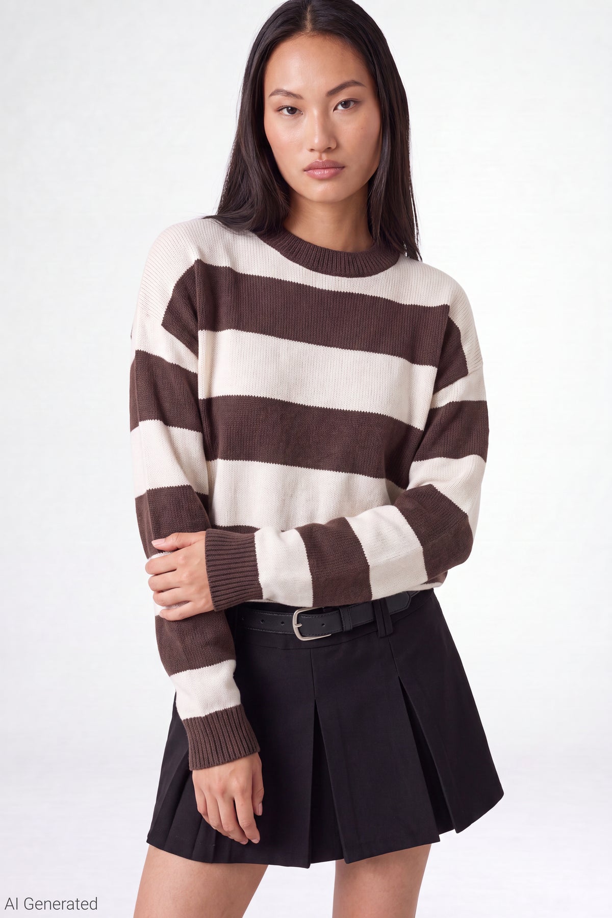 Striped Sweater - Brown