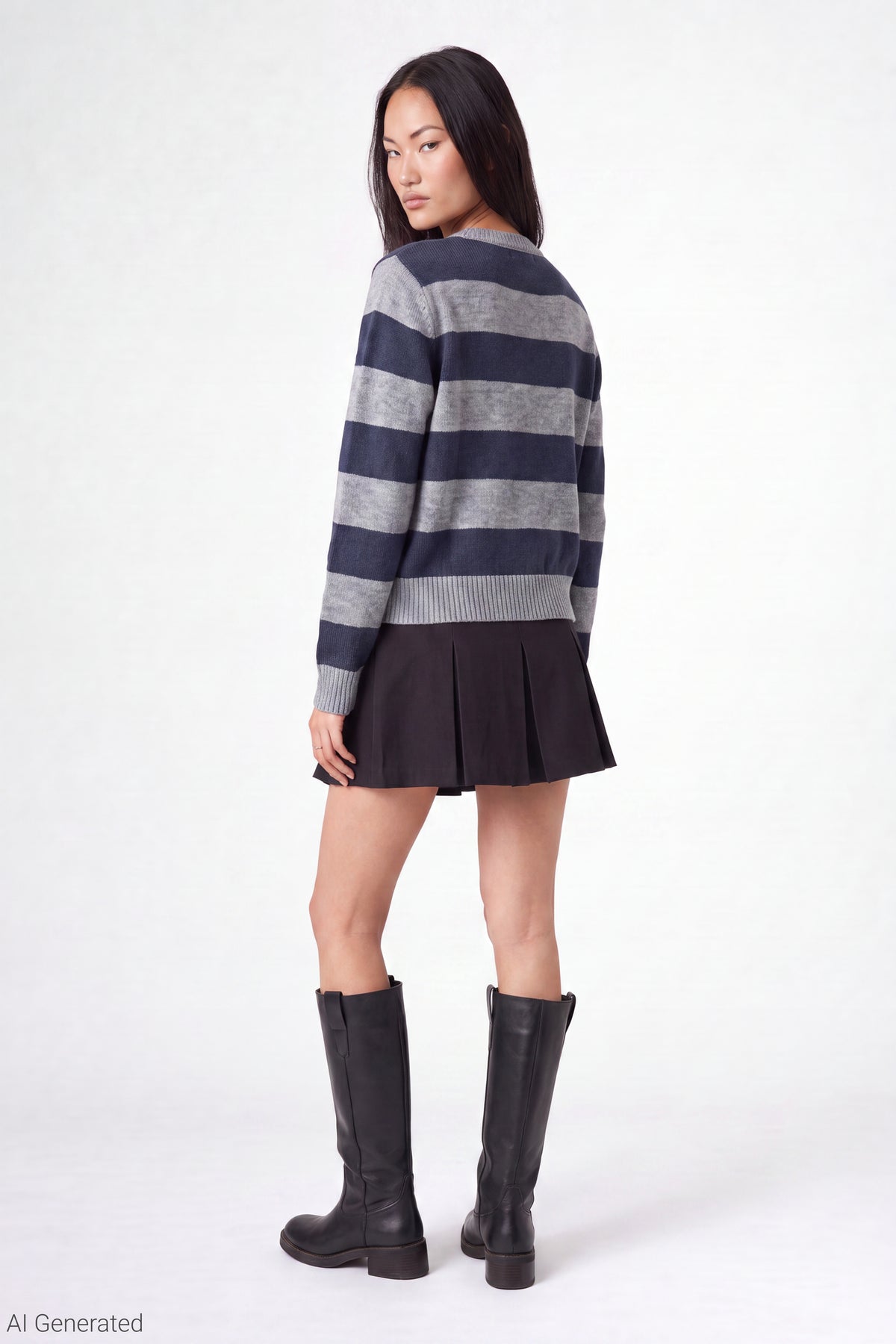 Alt View 3. Striped Sweater - Navy