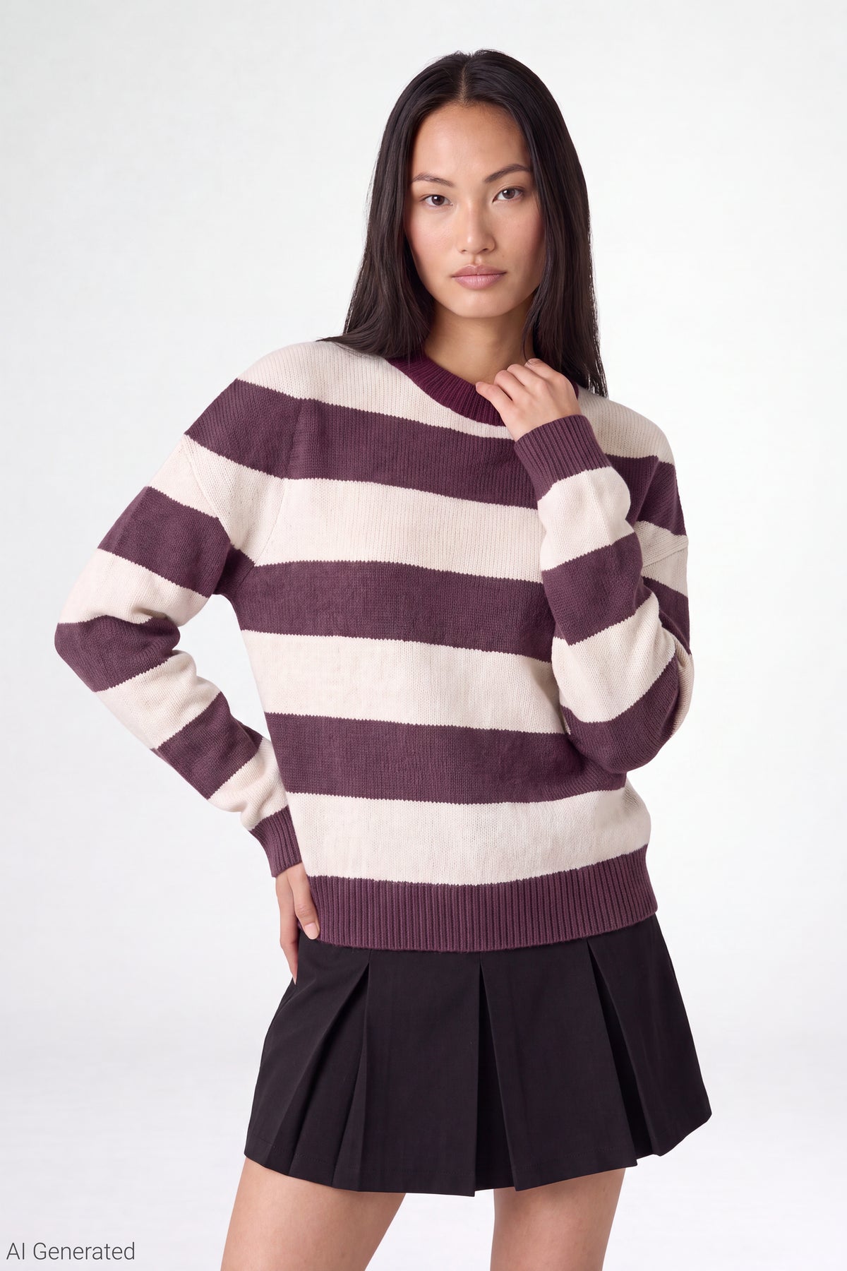 Striped Sweater - Cherry