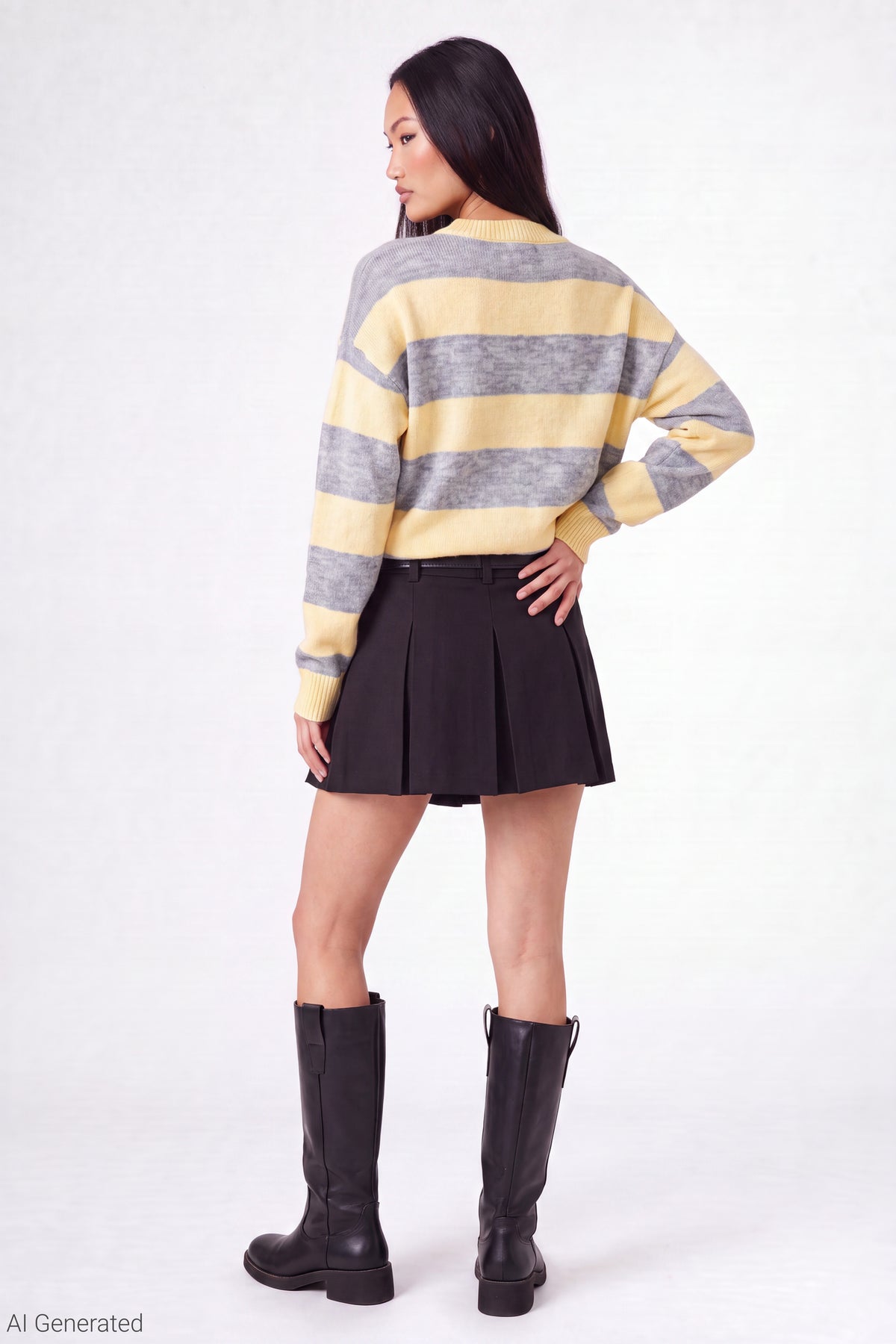 Alt View 3. Striped Sweater - Yellow