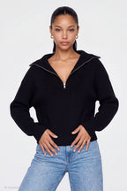 Ribbed Knit Quarter Zip Sweater