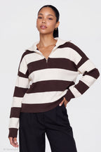 Ribbed Knit Quarter Zip Sweater