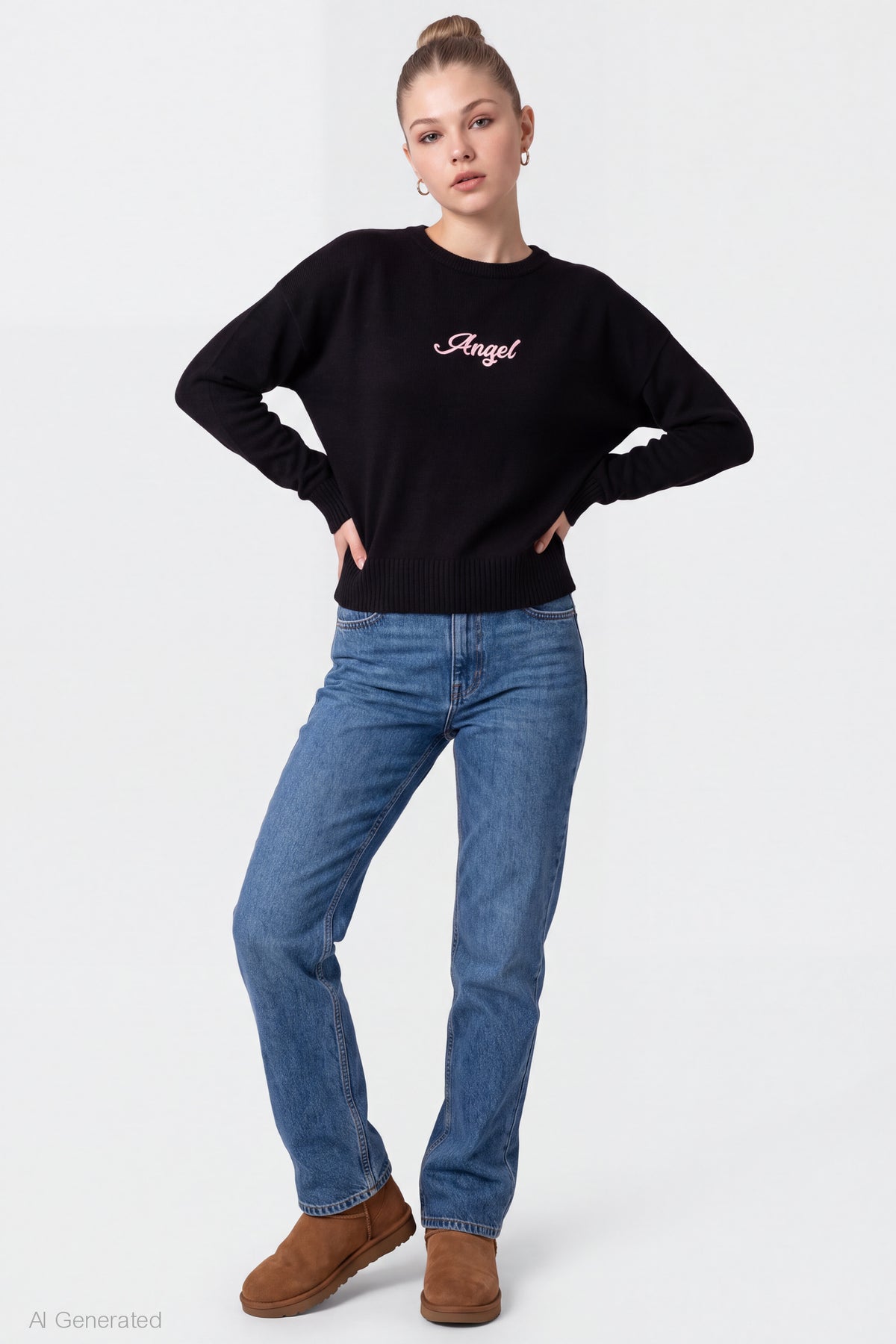 Alt View 3. Graphic Sweater - Black