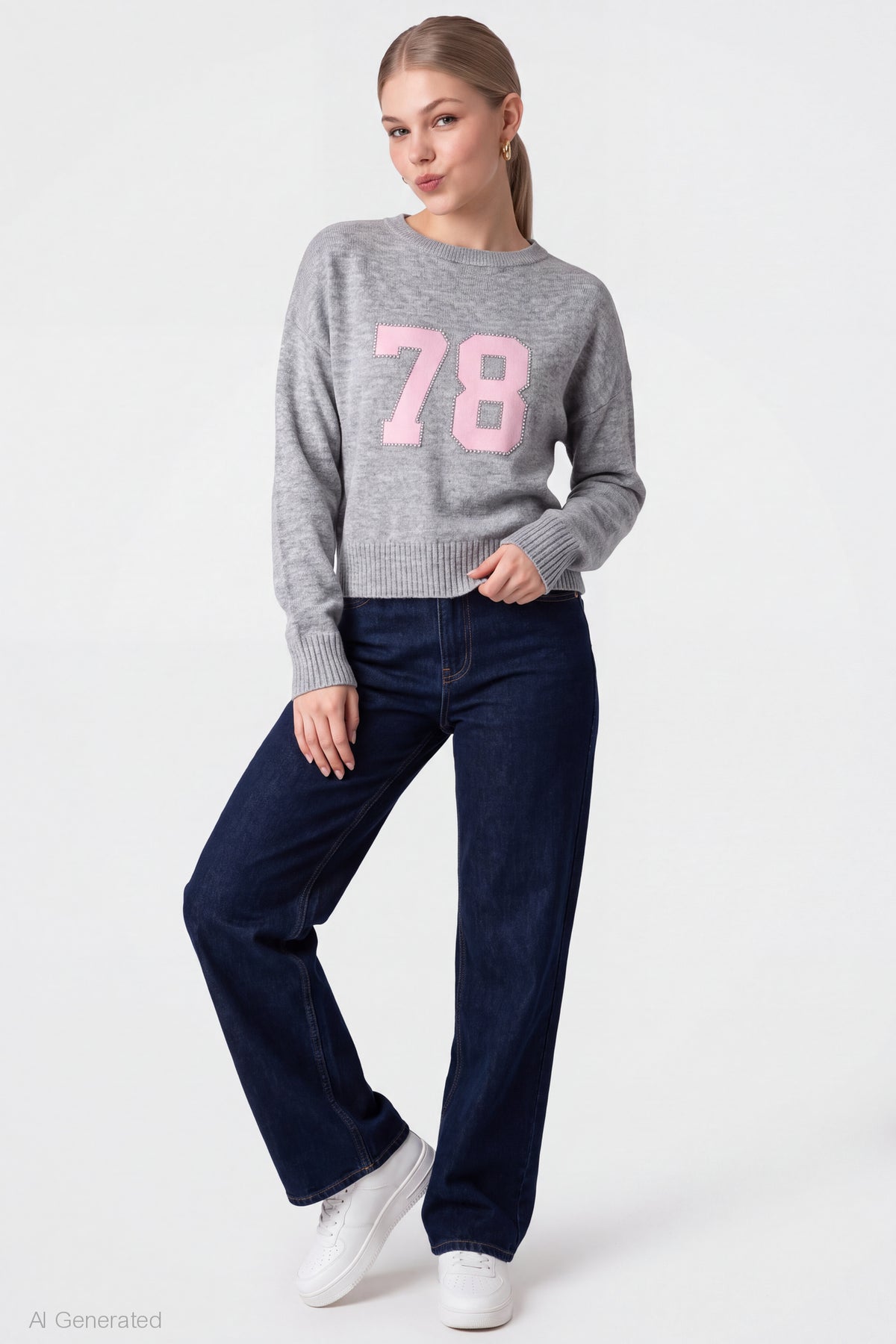 Alt View 3. Graphic Sweater - Heather Grey