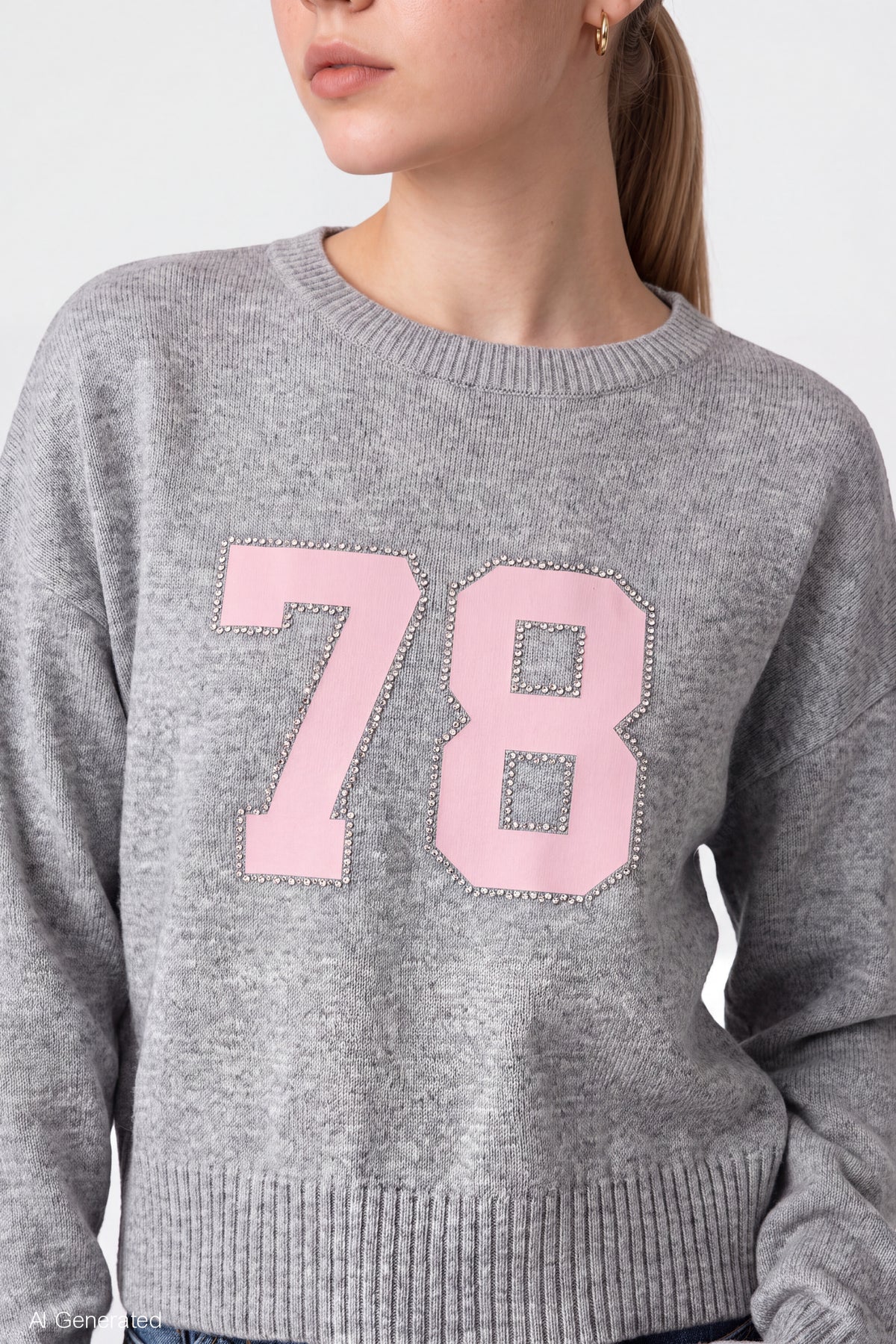 Alt View 4. Graphic Sweater - Heather Grey