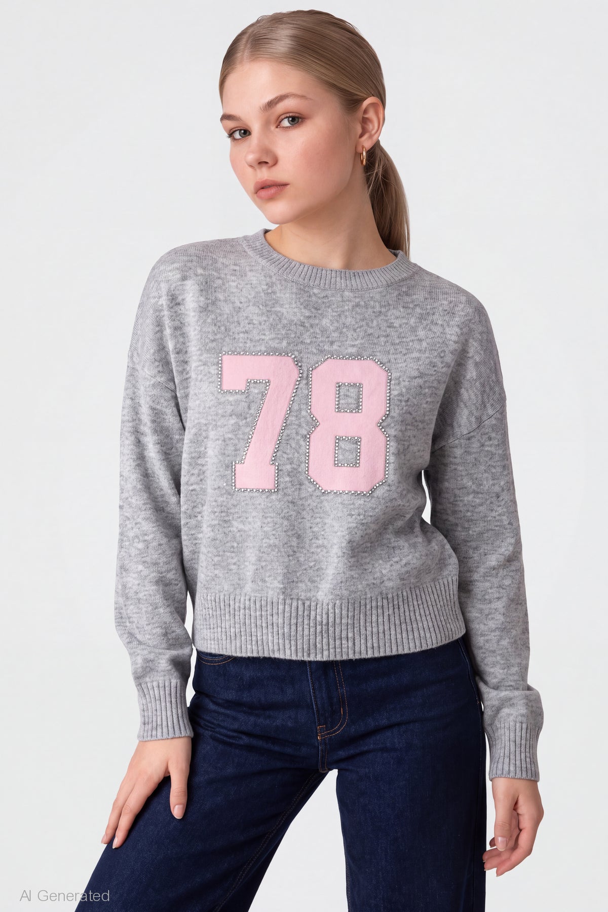 Graphic Sweater - Heather Grey