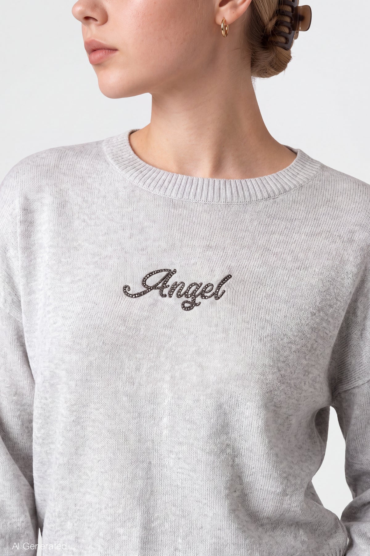 Alt View 4. Graphic Sweater - Light Grey