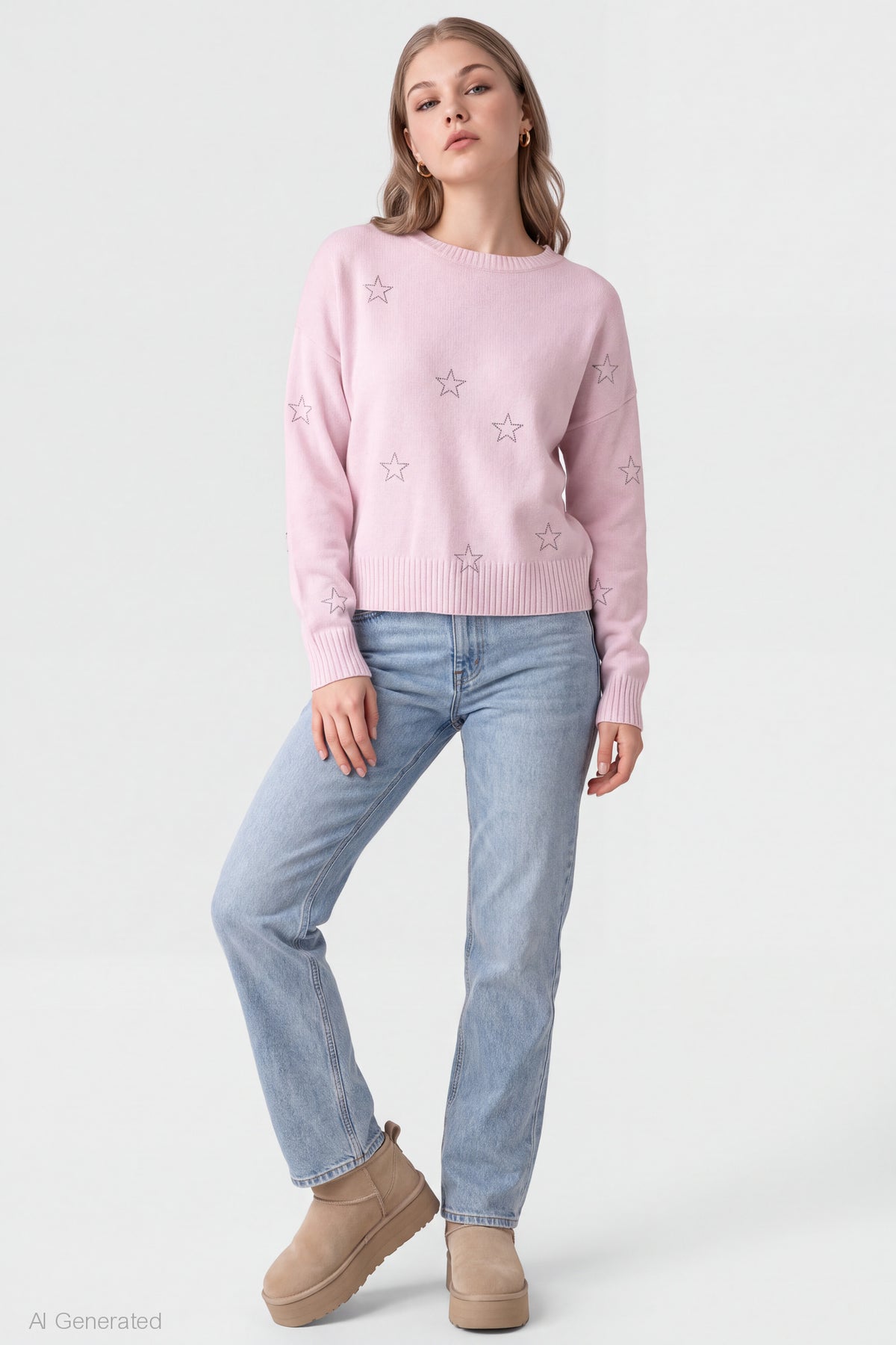 Alt View 3. Graphic Sweater - Pink