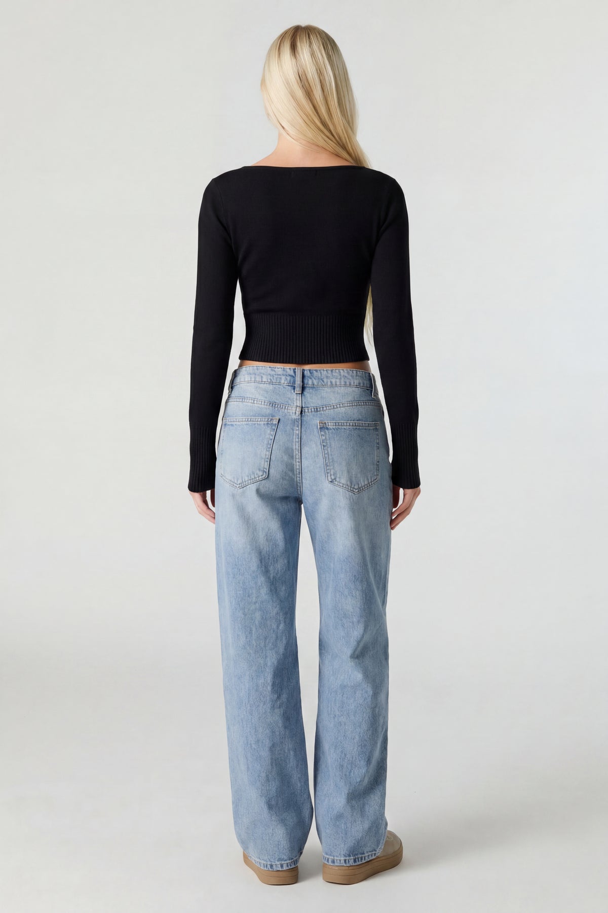 Alt View 2. Boat Neck Long Sleeve Sweater - Black