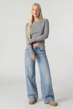Boat Neck Long Sleeve Sweater