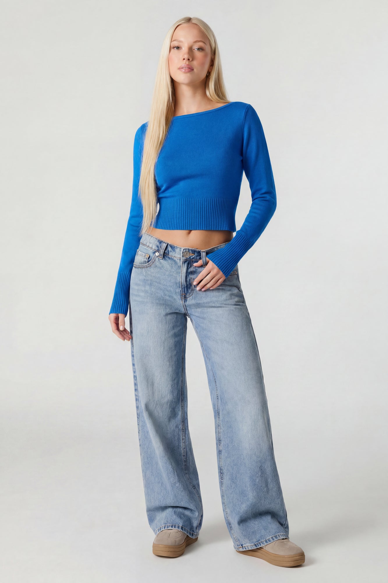 Boat Neck Long Sleeve Sweater – Charlotte Russe