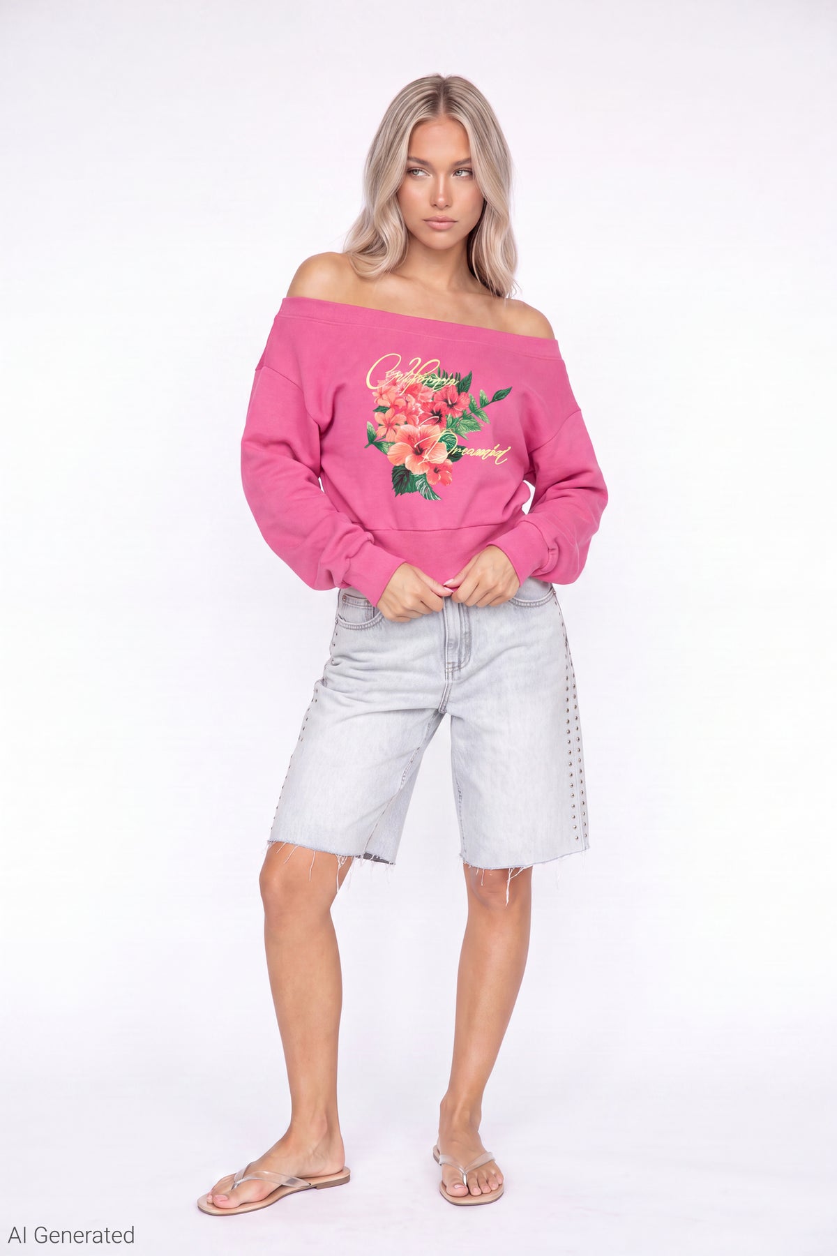 Alt View 2. Fleece Off Shoulder Graphic Sweatshirt - Purple