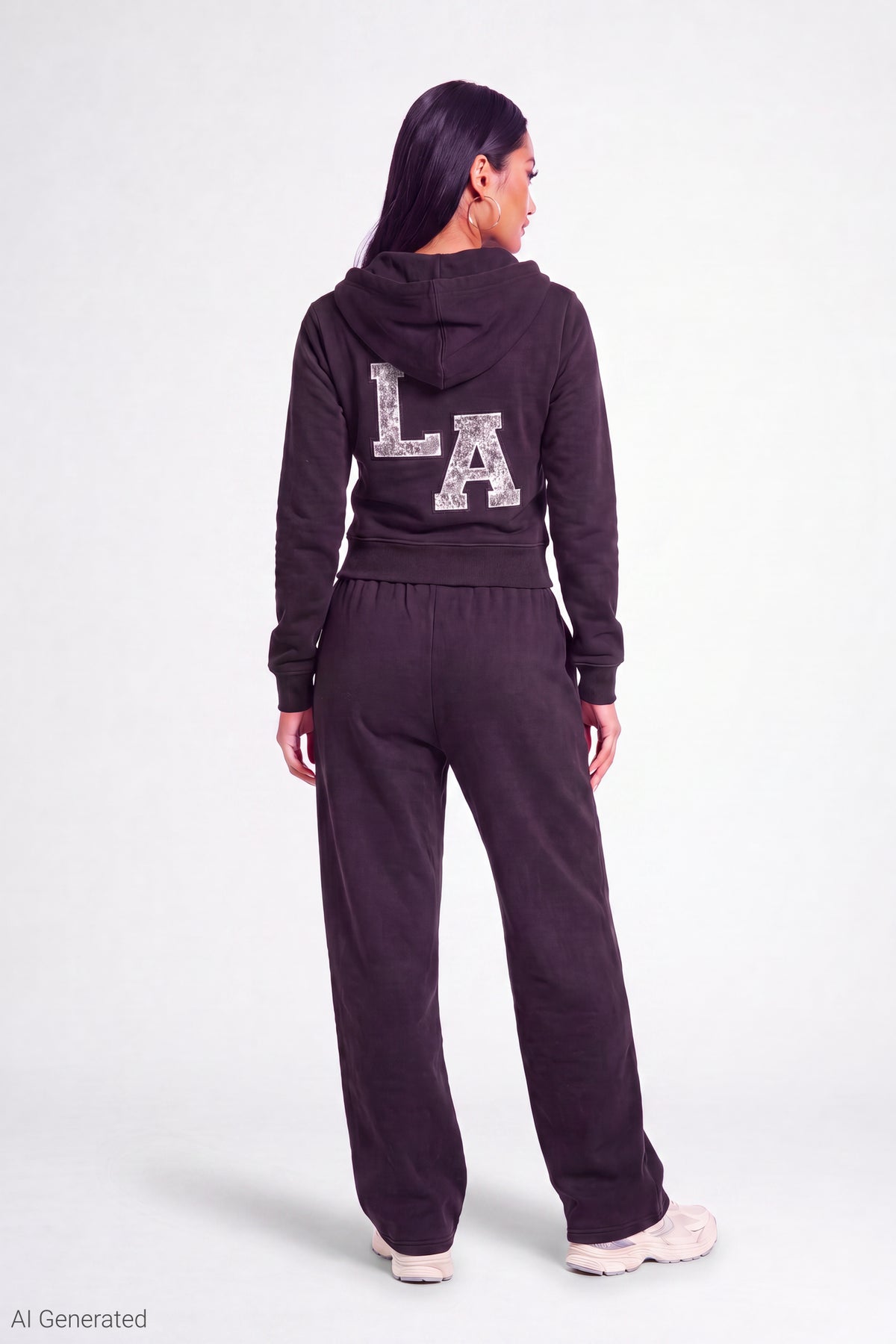 Alt View 3. Fleece Graphic Zip Hoodie - Black