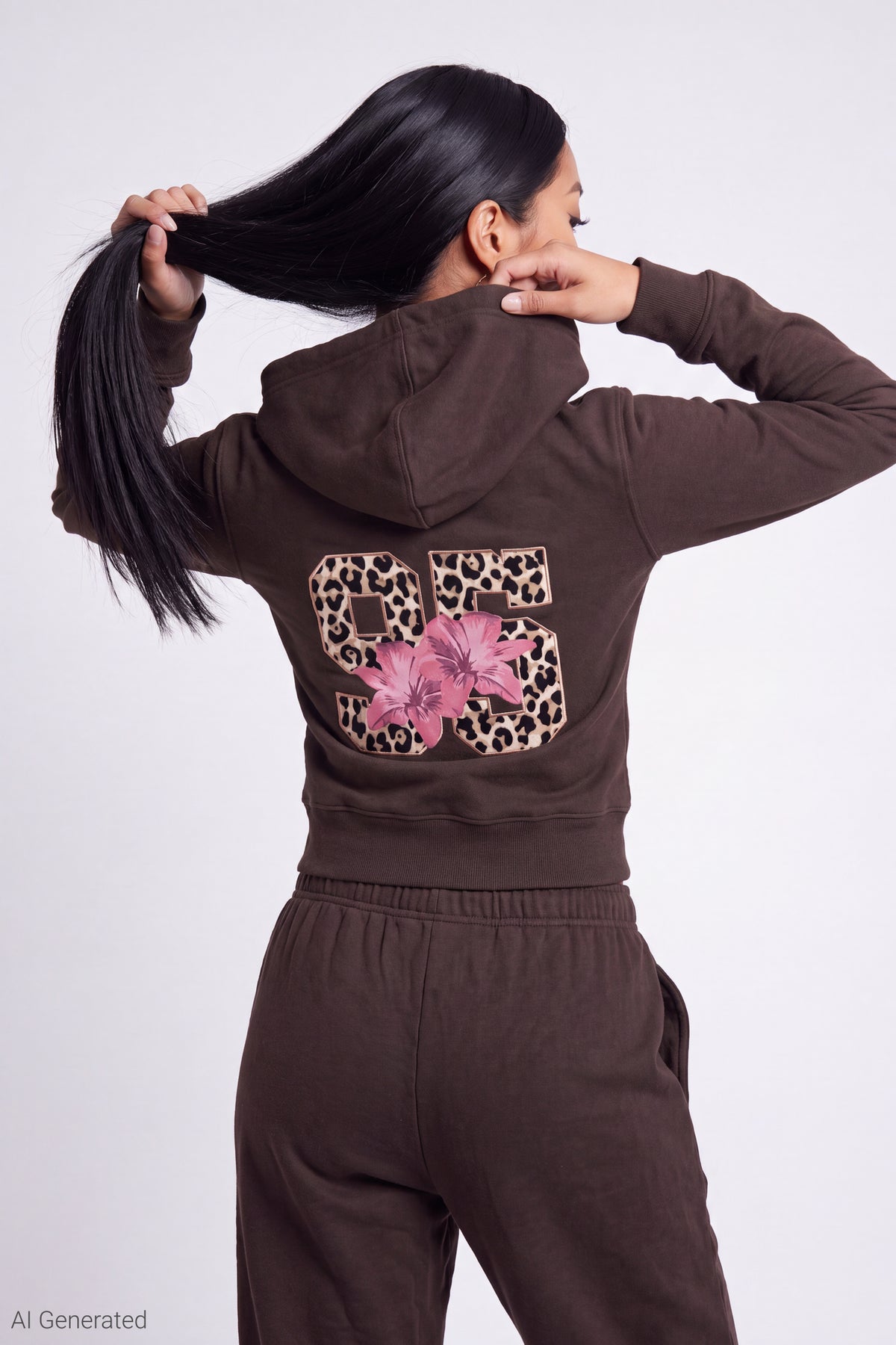 Alt View 4. Fleece Graphic Zip Hoodie - Brown