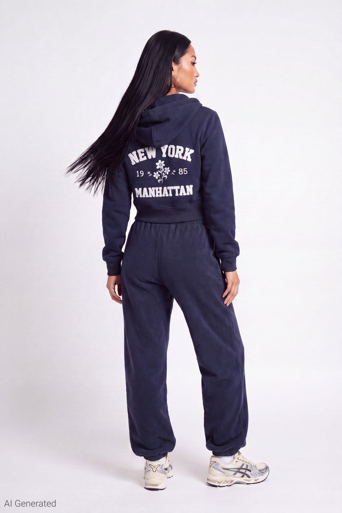 Alt View 3. Fleece Graphic Zip Hoodie - Dark Blue