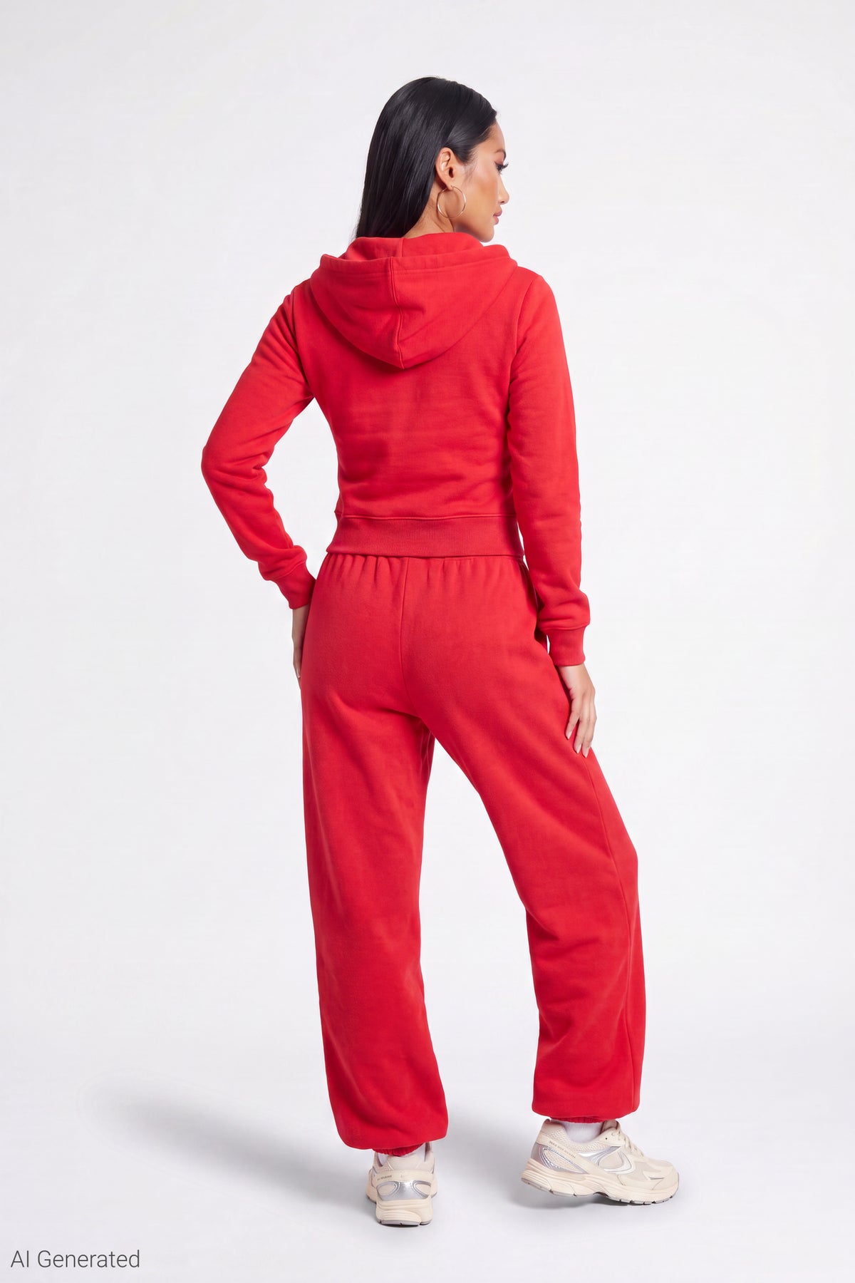 Alt View 3. Fleece Graphic Zip Hoodie - Red