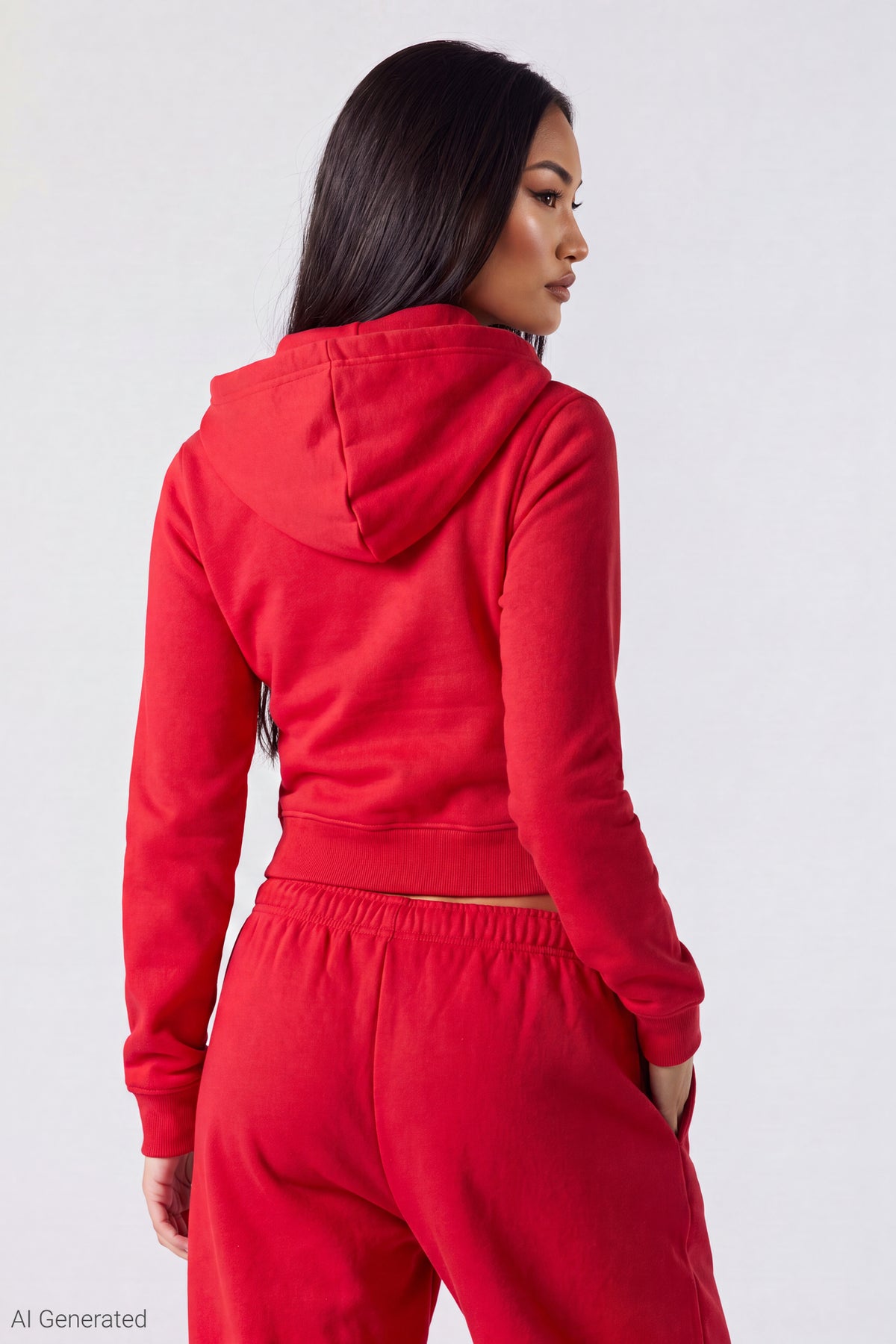 Alt View 4. Fleece Graphic Zip Hoodie - Red
