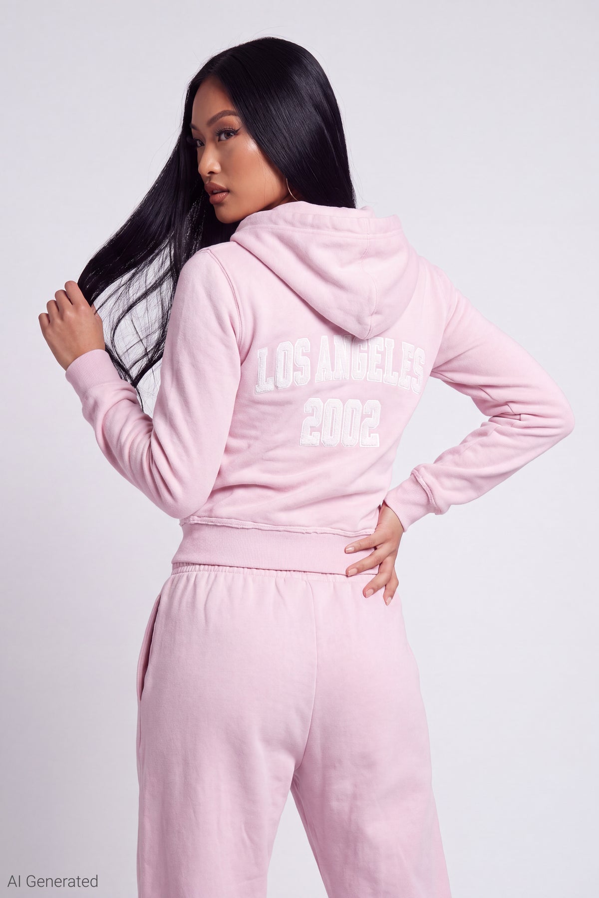 Alt View 4. Fleece Graphic Zip Hoodie - Light Pink
