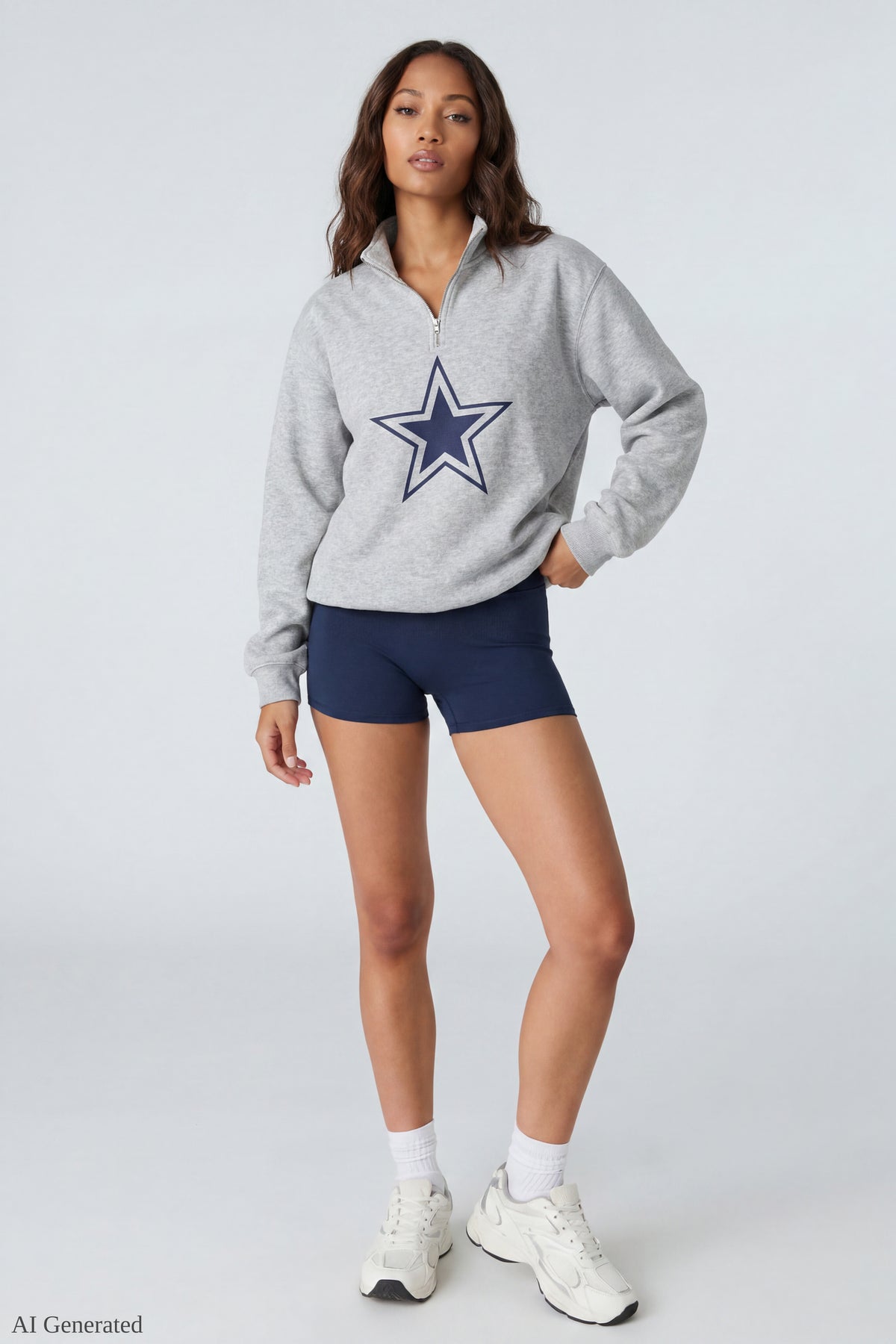 Alt View 2. Fleece Graphic Quarter Zip Sweatshirt - Heather Grey