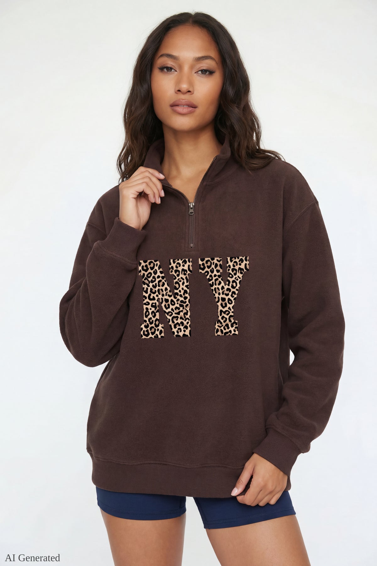 Fleece Graphic Quarter Zip Sweatshirt - Burgundy