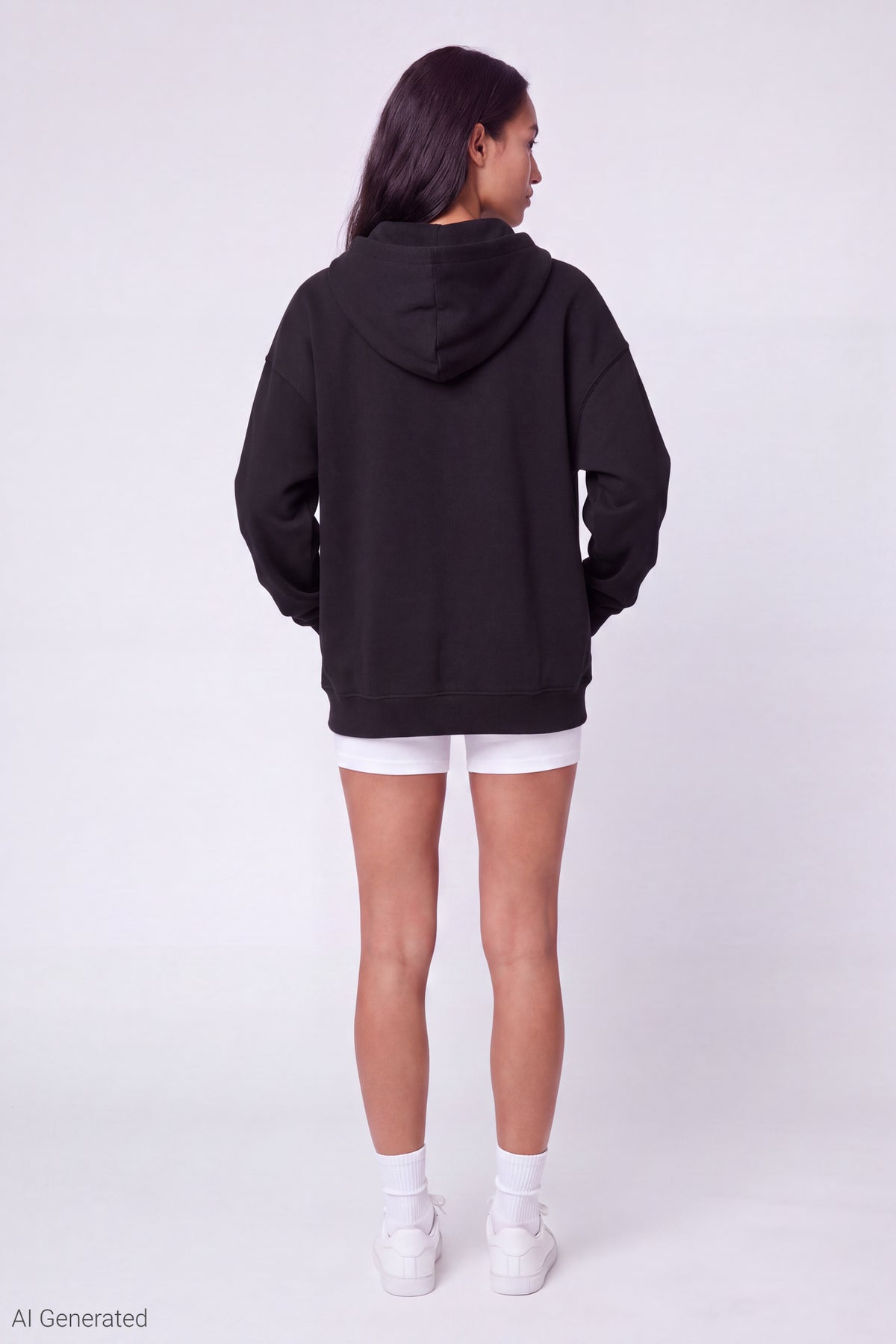 Alt View 3. Fleece Zip Hoodie - Black