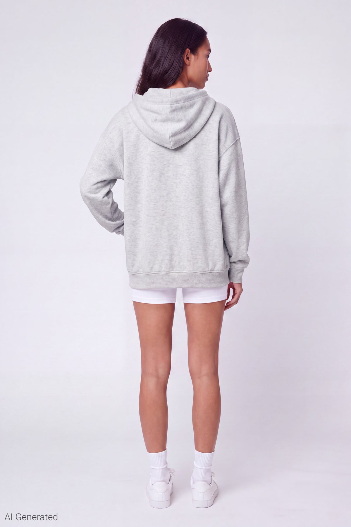 Alt View 3. Fleece Zip Hoodie - Heather Grey