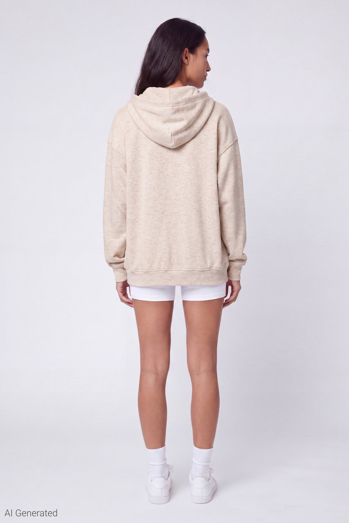 Alt View 3. Fleece Zip Hoodie - Oatmeal