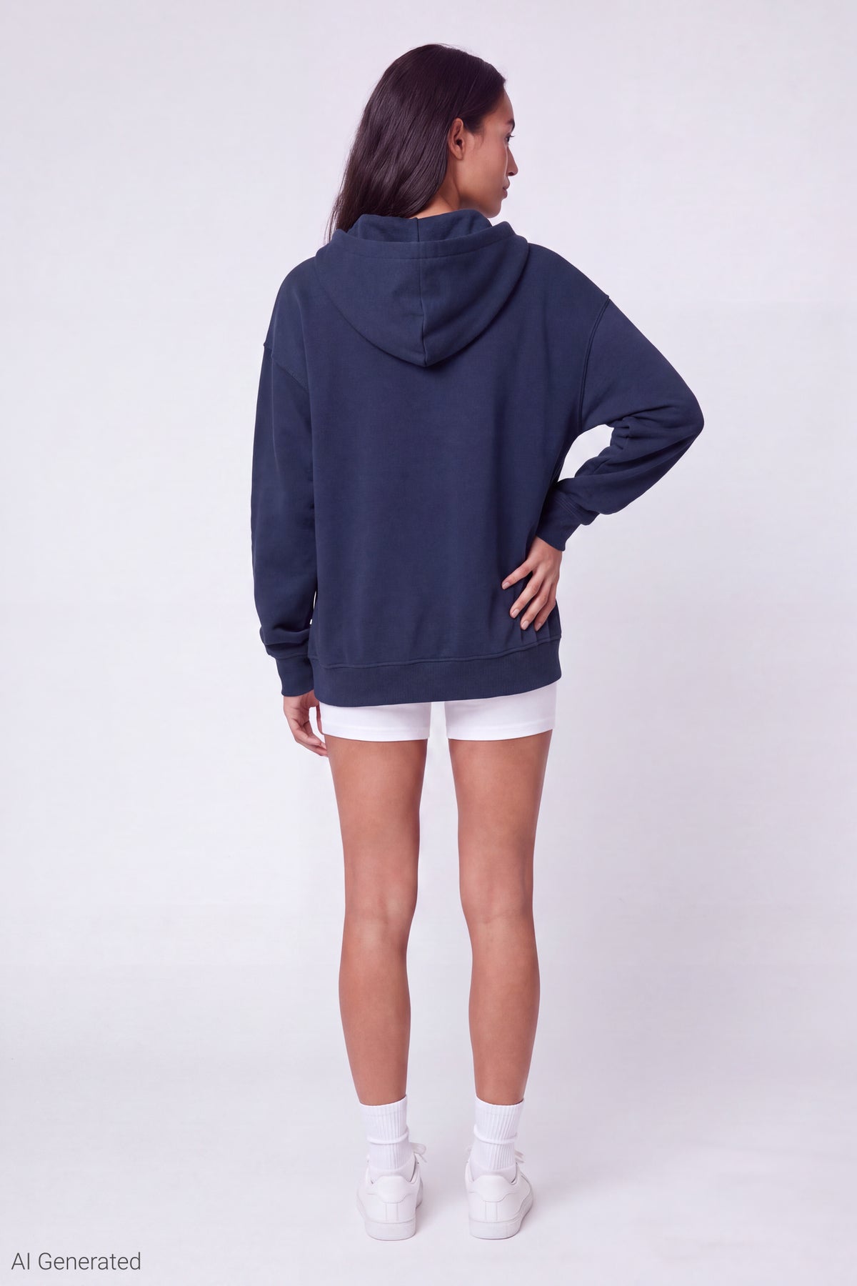 Alt View 3. Fleece Zip Hoodie - Navy