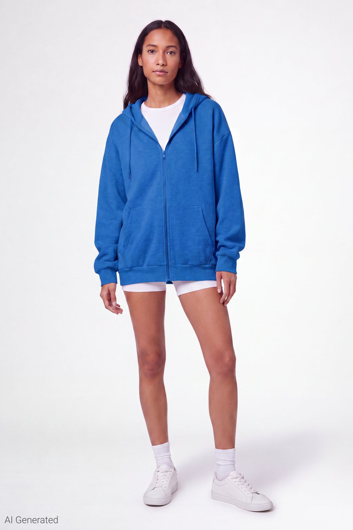 Alt View 2. Fleece Zip Hoodie - Royal Blue