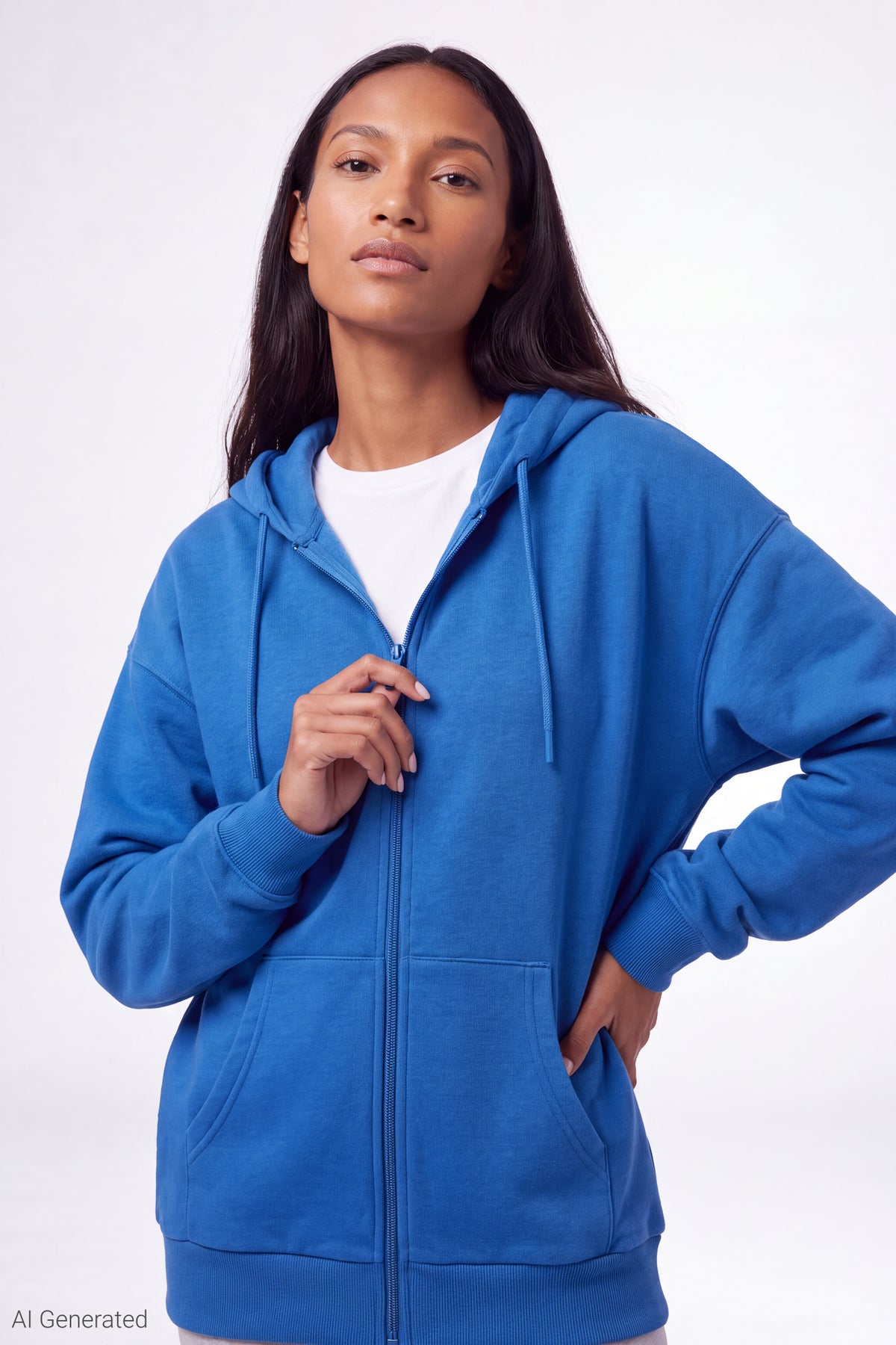 Fleece Zip Hoodie - Royal Blue